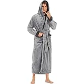 ccko Mens Robe with Hood, Big and Tall Warm Soft Plush Robes for Men, Men's Bathrobe with Pockets for Spa Bath Shower