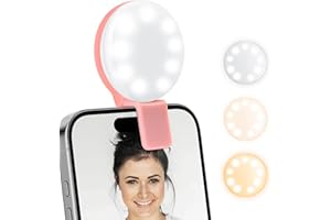 TEAIEEI 2 Pack Selfie Light for Phone, Mini Adjustable Brightness Light with 3 Lighting Mode/3 Brightness Level, 2-3 Hours, USB Portable Selfie Ring Light with 22 LED for Phone, iPad, Laptop, for Makeup