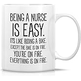 Retreez Funny Mug - Being a Nurse is Easy 11 Oz Ceramic Coffee Mugs - Funny, Sarcasm, Motivational, RN, Nursing Student, Inspirational birthday gifts for friends, coworkers, sister, brother, dad, mom