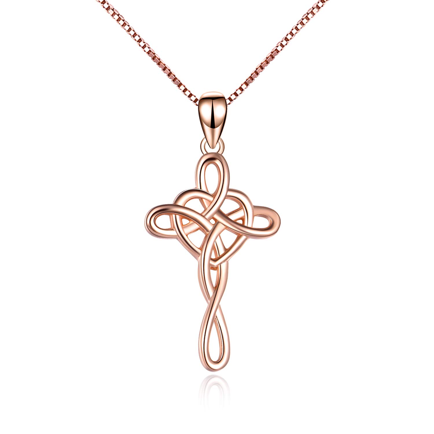 Rose Gold Plated Sterling Silver Celtic Cross Necklace, Infinity Love Necklace Jewellery for Her Wife VONALA