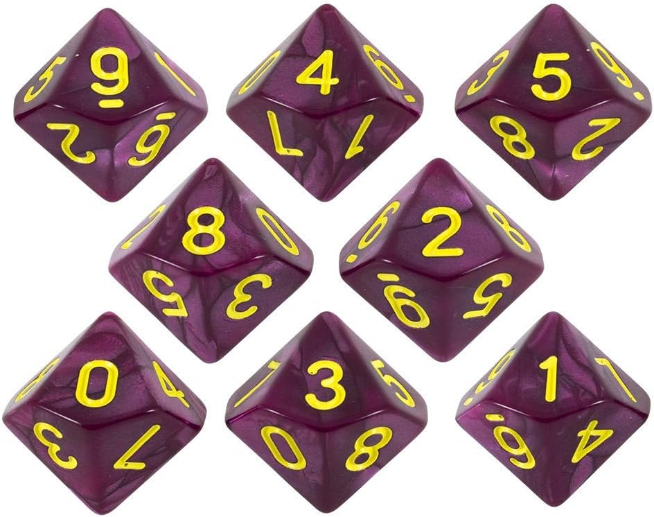 Paladin Roleplaying Purple Pearl Dice - 8 D10 Set - 'Plum'