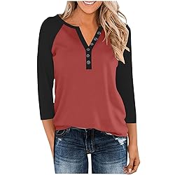 Womens 3/4 Sleeve Tops and Blouses Plus Size