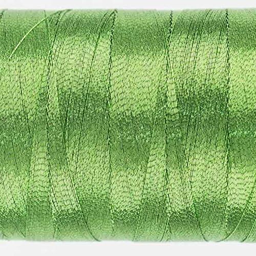 WonderFil Specialty Threads Spotlite, 1000m, Lime. 40wt rayon core metallic thread