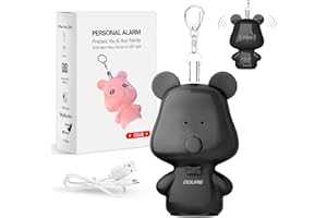 SETFLAGS Personal Safety Alarm for Women,Self Defense Keychain for Women,Safety Alarm Keychain Siren with LED Strobe Light,Personal Safety Alarm Elderly/Kids,Cute Bear 130 dB Safe Sound Personal Alarm