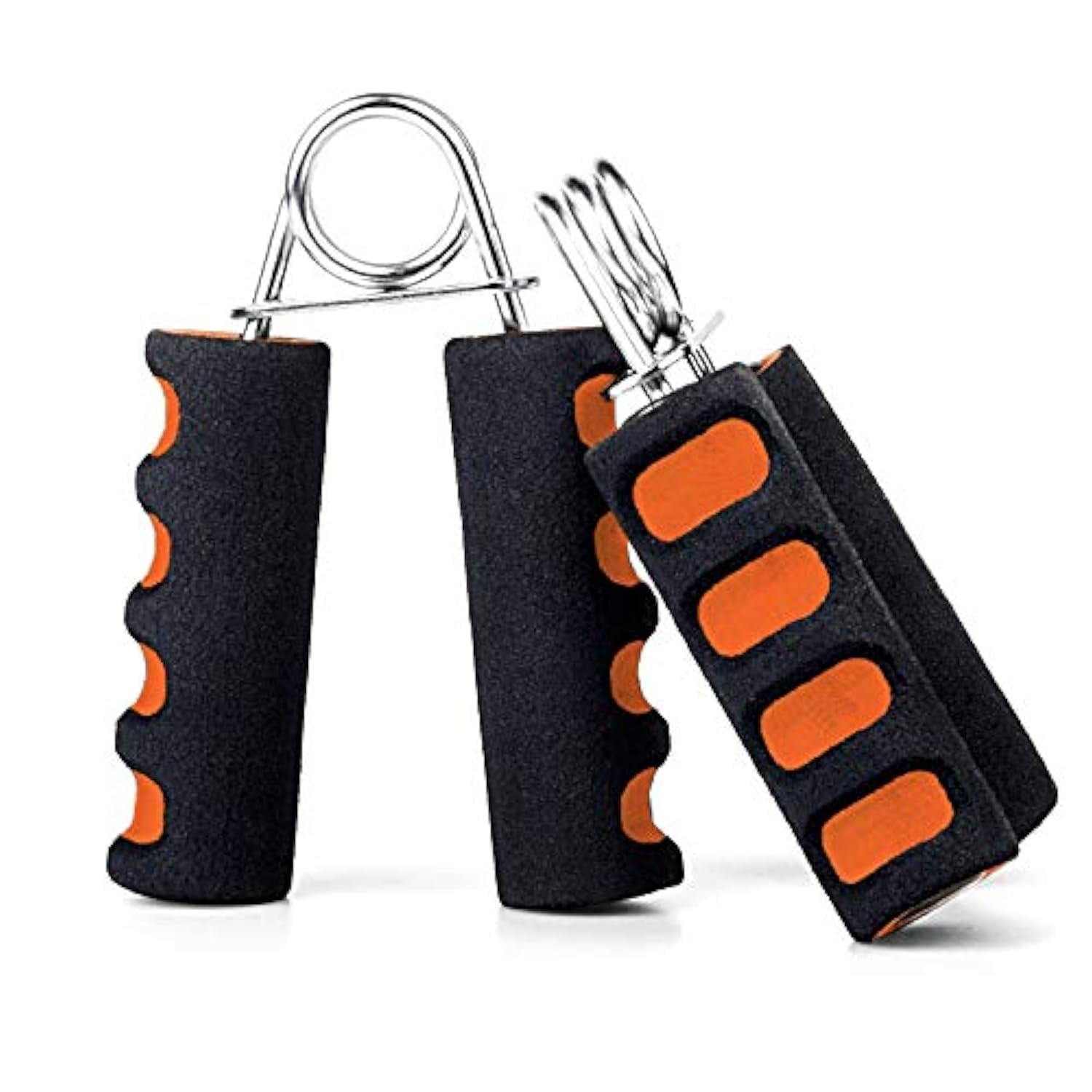 WooZuu 2 Pack Hand Grips Strengthener,Foam Hand Gripper Exerciser Finger Wrist Forearm Strength Trainer Muscle Builder(Black/Orange)