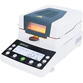 U.S. Solid Halogen Moisture Analyzer - 110g Capacity, 5mg/0.1% Readability, 40-199&deg;C Drying Range, 90 mm Pan with 50 Dishes, Moisture Balance with RS232 for Food, Grain, Chemical &amp; Laboratory Testing