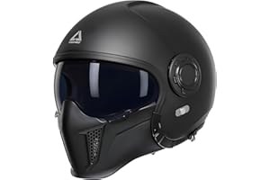 TRIANGLE Full Face Motorcycle Helmets,Off-Road Motocross Helmet for Men & Women,Dual Visor with Internal Tinted Sunshield,Open Face 3/4 Adult Racing Helmet DOT Approved(Black,L)