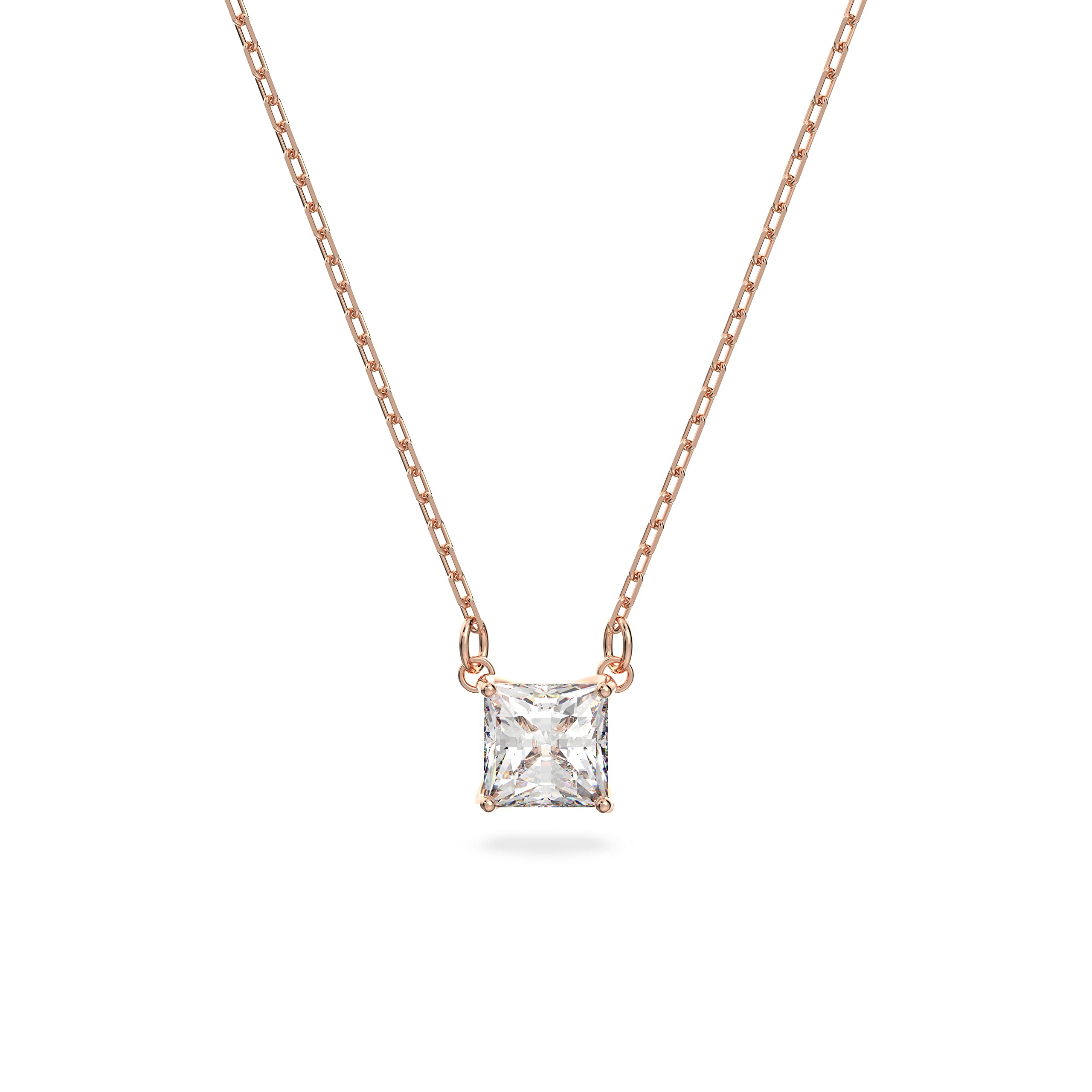 Swarovski Attract necklace, Square, White, Rose gold-tone plated