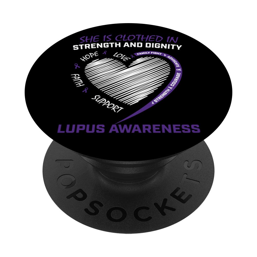 Christian Bible Verse Proverbs 31 Strength Lupus Awareness PopSockets PopGrip: Swappable Grip for Phones & Tablets