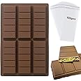 Chocolate Bar Mold Deep - 6 Cavities Silicone Rectangle Wax Melt Molds with 100Pcs Bags for Chocolate Bar, DIY Wax Melt
