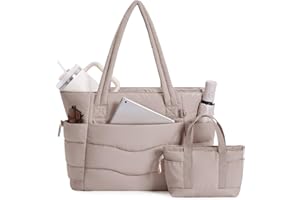 Wandering Nature Work Tote Bag with Cup Holder, Nurse Bag 2 Set, 15.6" Laptop Compartment & Trolley Sleeve for Women, Travel