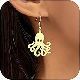 Gold Silver Octopus Earrings for Women Sea Creature Drop Dangle Earrings Ocean Tentacle Anima Earring Statement Jewelry Gifts