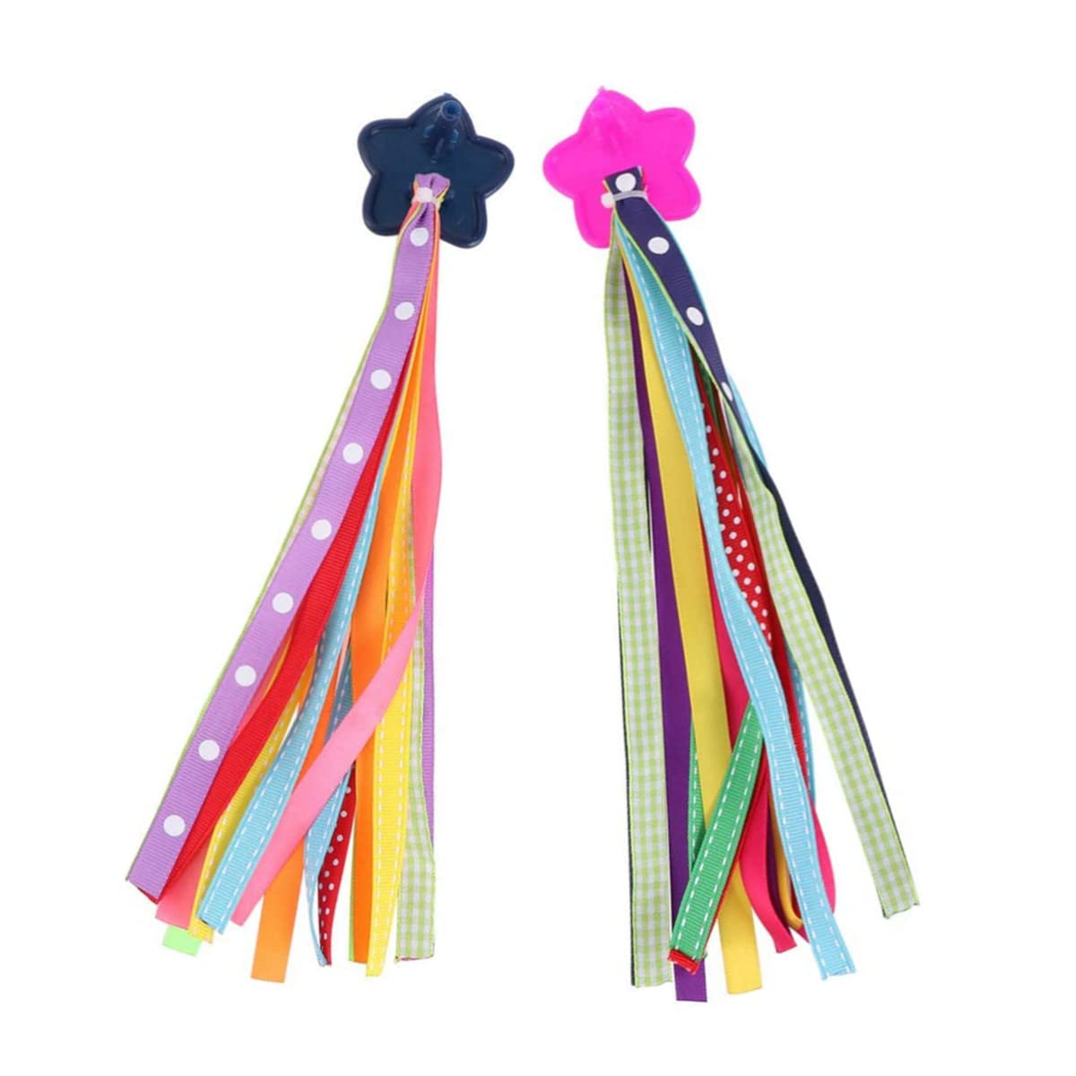 CQADSC 2 Pcs Flowers Bicycle Streamers Colorful Bike Handlebar Streamers Bike Ribbon Flowers Bicycle Scooter Stars Bike Streamers for Boys Girls Bicycle Decoration