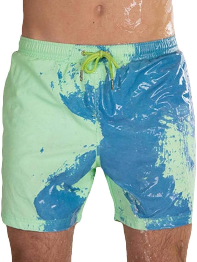 Men Shorts Swimwear Quick Dry Beach Pants Warm Color Changing Trunk Summer Beahwear