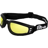 Birdz Eyewear Cardinal Padded Floating Motorcycle Goggles Black Folding Frame with Clear Lenses