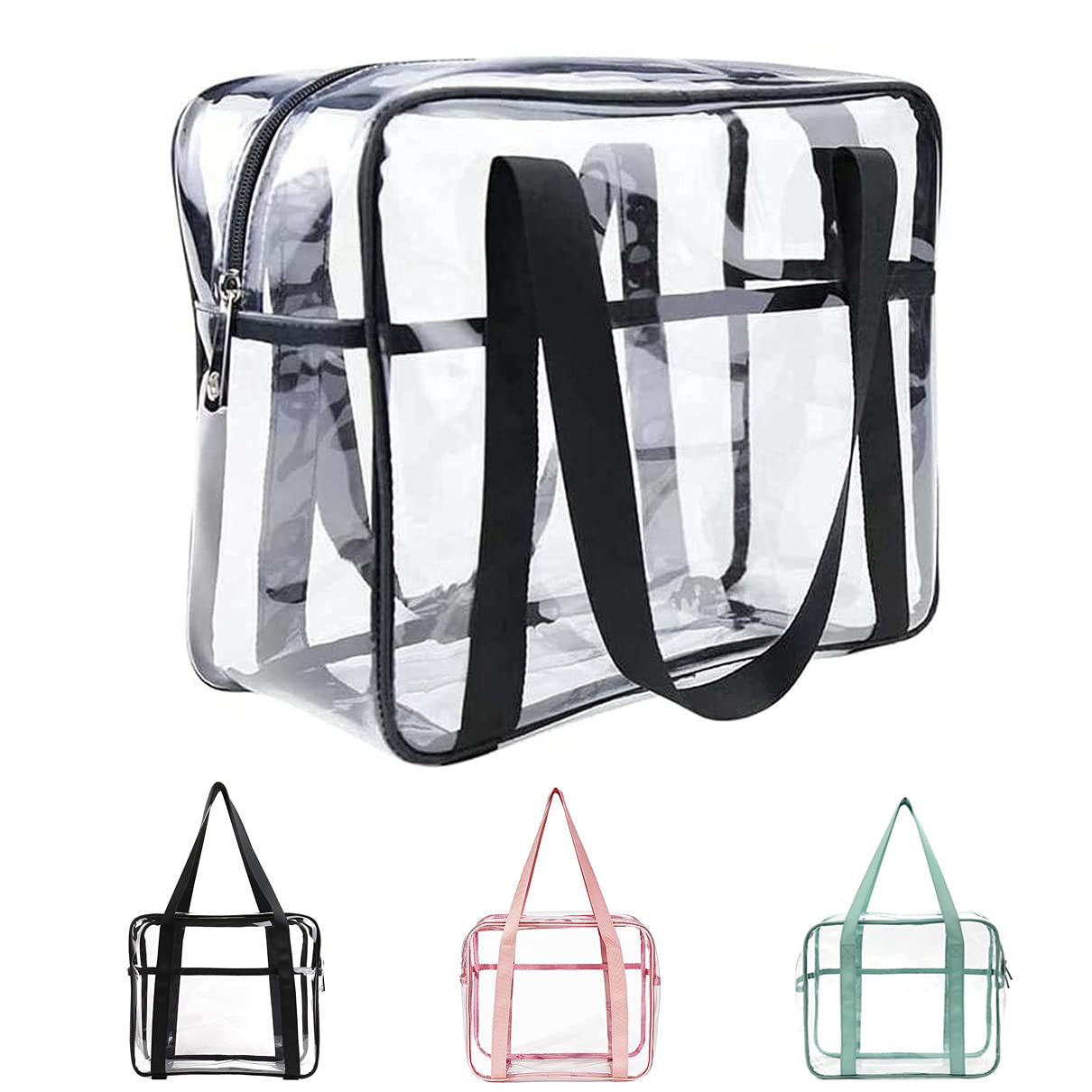 Photo 1 of SxoSyo Clear Makeup Bags Large Travel Toiletry Bag for Women Transparent Bag Clear Cosmetic Bags with Handle Bathroom Organizer (black)