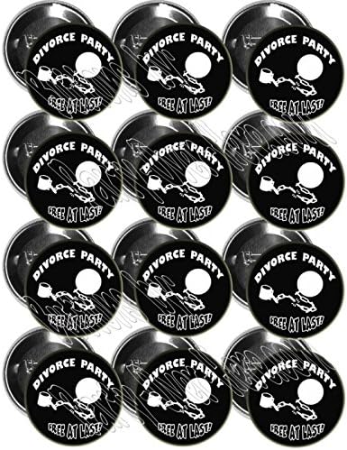 Divorce Party Black &amp; White Broken Ball Chain Buttons (12 pcs)