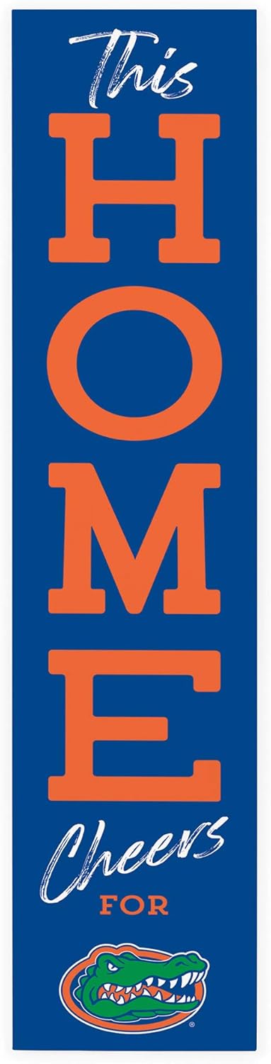 P. Graham Dunn This Home Cheers for University of Florida Gators NCAA 47 x 10.5 Birch Wood Vertical Porch Leaner Sign