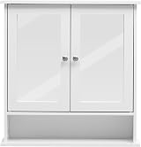 AVC Designs White Bathroom Wall Cabinet with Mirrored Double Doors view 5