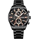 FANMIS Mens Luxury Watches Business Chronograph Dress Waterproof Leather Strap Analog Quartz Wrist Watch