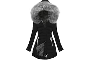 Womens Winter Coats Faux Fur Lined Thicken Parka Jacket Windproof Hooded Coats Warm Winter Parka Outwear Long Coat