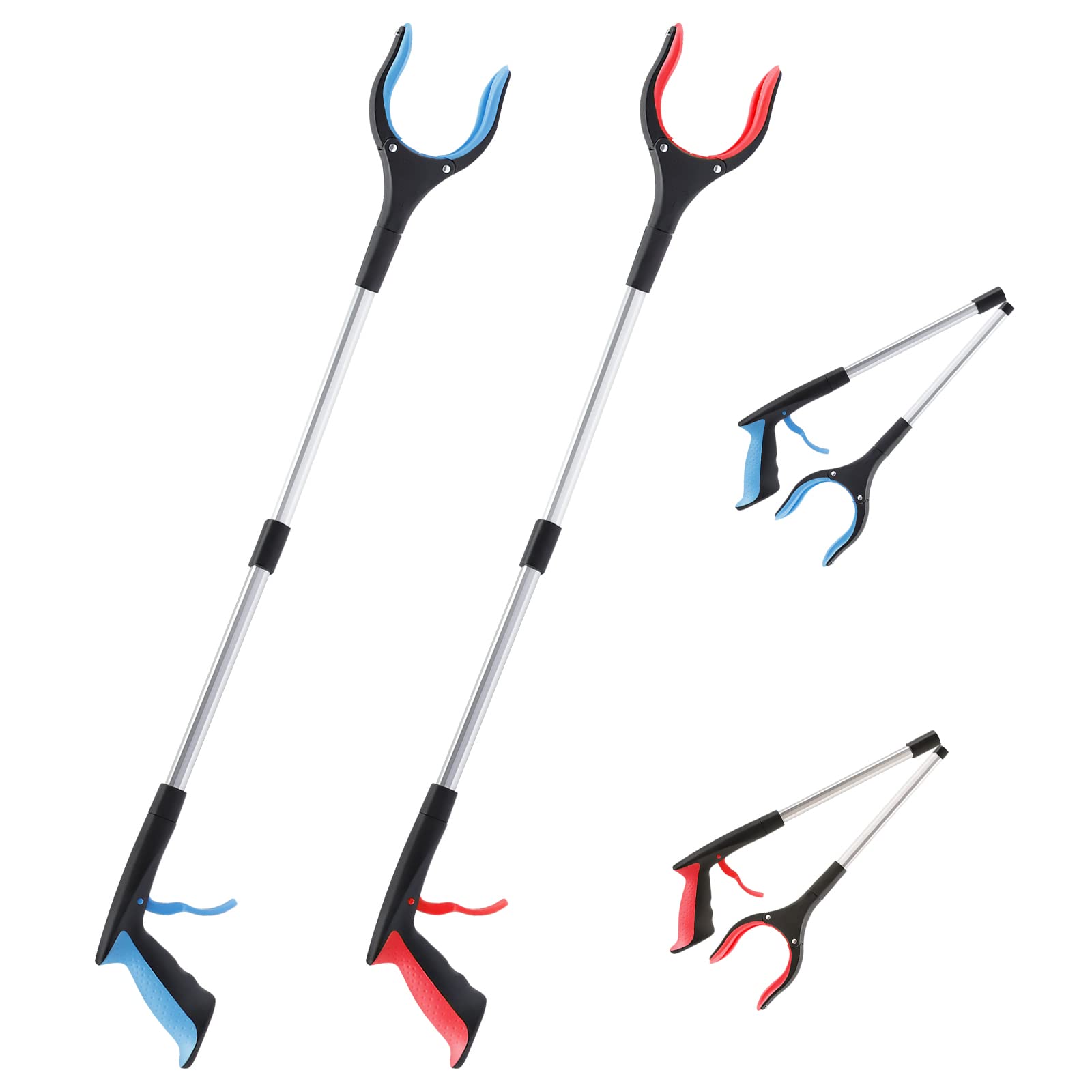 OITUGG Litter Pickers Set of 2 pcs, 83cm Grabber Stick, Helping Hand Grabber for Reaching Aids and Adults, with Magnetic Tip and 360° Rotatable Head, Portable Pick Up Stick Grabber，32.6 inch