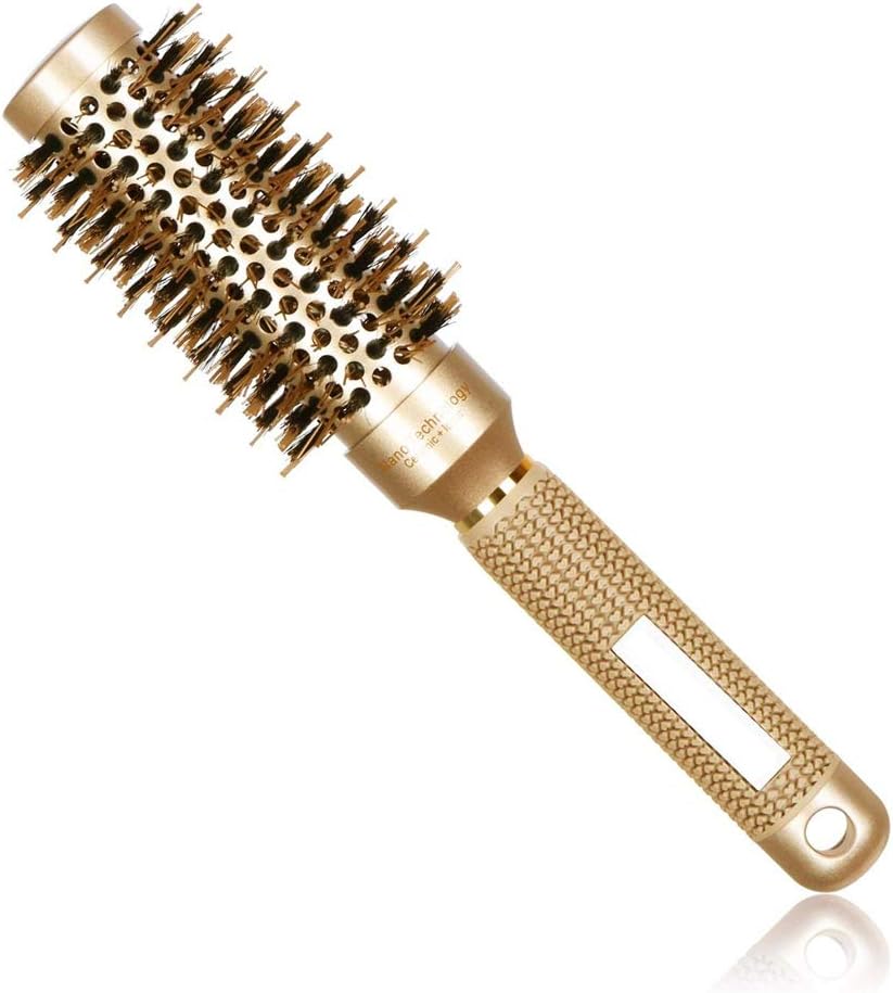 TEEROVA Ceramic & Ionic Round Barrel Hair Brush with Boar Bristle