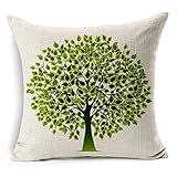 HomeChoice Cotton Linen Durable Home Lifeful Green Tree Square Decorative Throw Pillow Cover 18 By 18 Inches (18