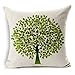 HomeChoice Cotton Linen Durable Home Lifeful Green Tree Square Decorative Throw Pillow Cover Accent Cushion Cover Pillow Shell Bed Pillow Case 18 By 18 Inches (18"X18")
