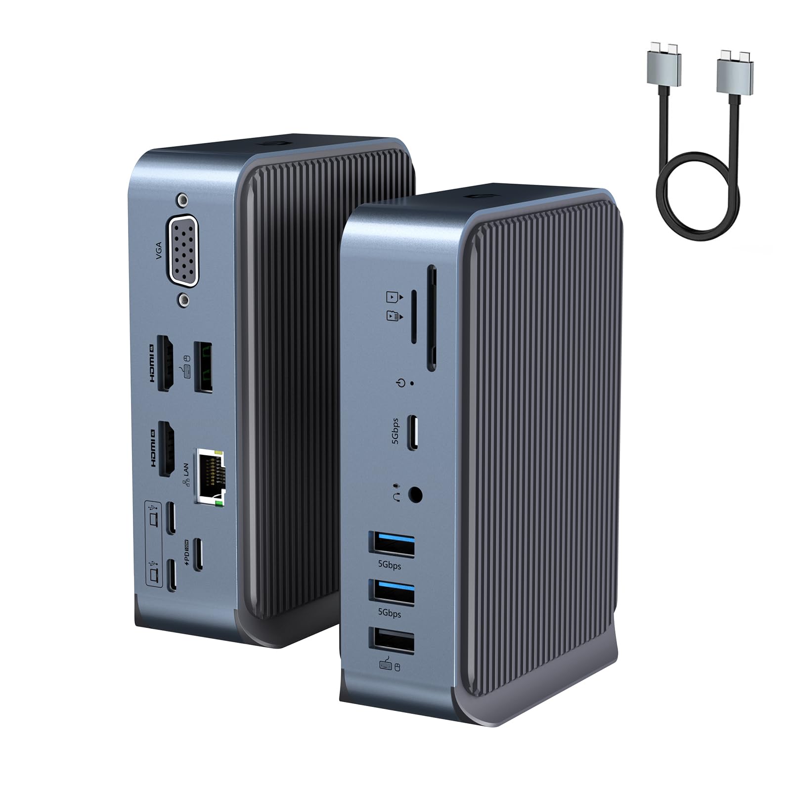 Photo 1 of USB C Docking Station, Dual Monitor USB C HUB, 15 in 2 USB C Adapter with 2 HDMI, VGA, 7 USB Ports, Ethernet, 100W PD, Audio, SD/TF Card Readers Ports Compatible with Laptop