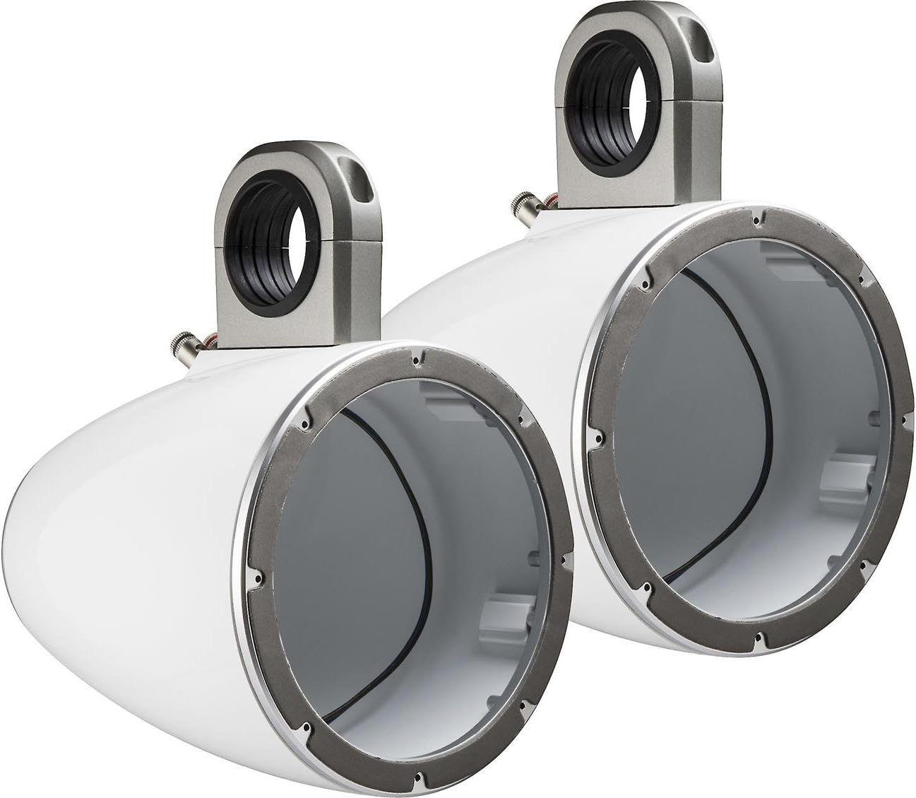 White Pair Kicker KMTESW 8 Marine Speaker Enclosures Boating Sports