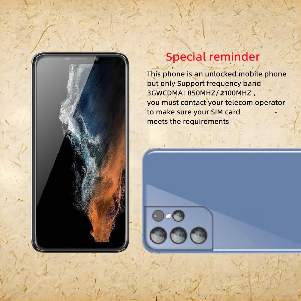 Unlocked Cell Phone，s22u，Android Smartphone ，Dual SIM Card，1GB RAM 16GB ROM，Only Supports Dual SIM Card Frequency Band of 3GWCDMA ：850/2100MHZ，6.11 inch Screen9(Blue)