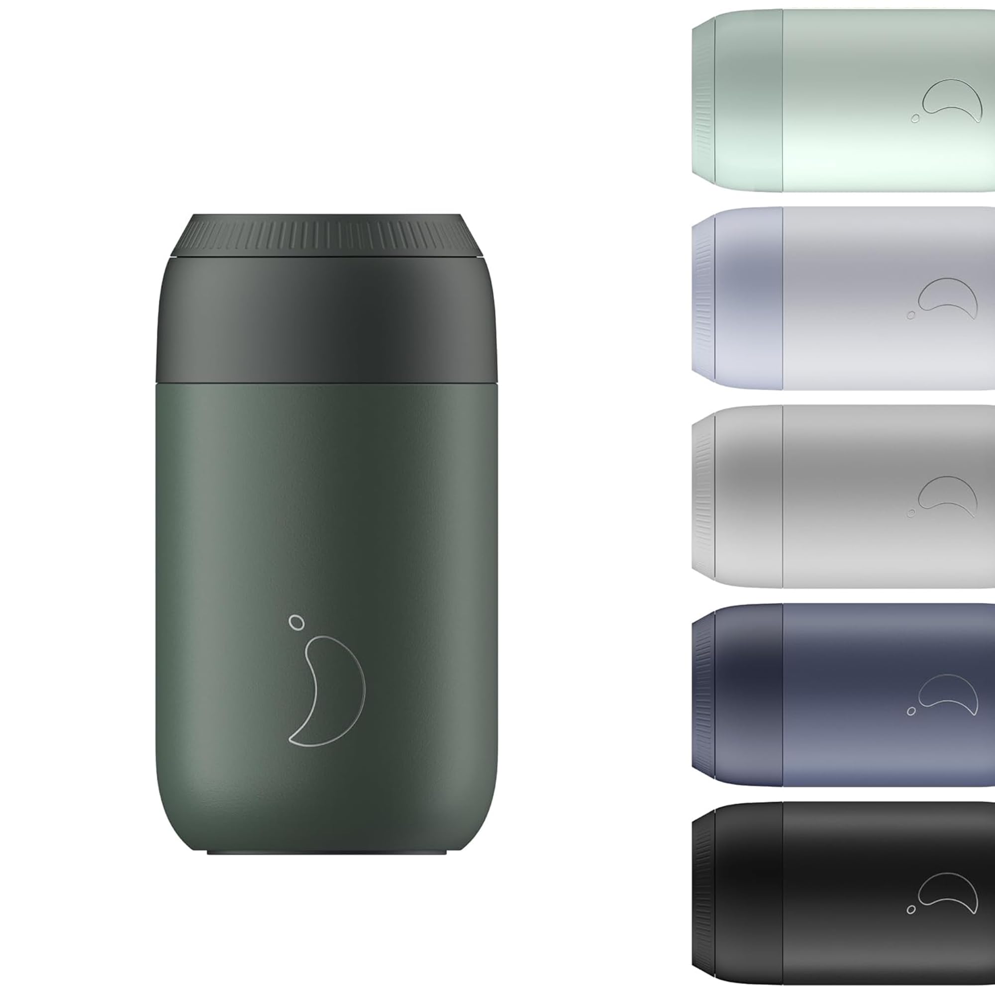 Chilly's Series 2 Coffee Cup - Tight seal, No Sweating - BPA-Free Stainless Steel - Reusable - Double Walled, Vacuum Insulated - Pine Green, 340ml