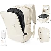 WEPOET Travel Backpack with Vacuum System Women, Waterproof Vacuum Backpack with Pump, Compression Bags Travel Backpack Carry on Flight Approved, Mochila de Viaje Compresion al Vacio Men(beige)