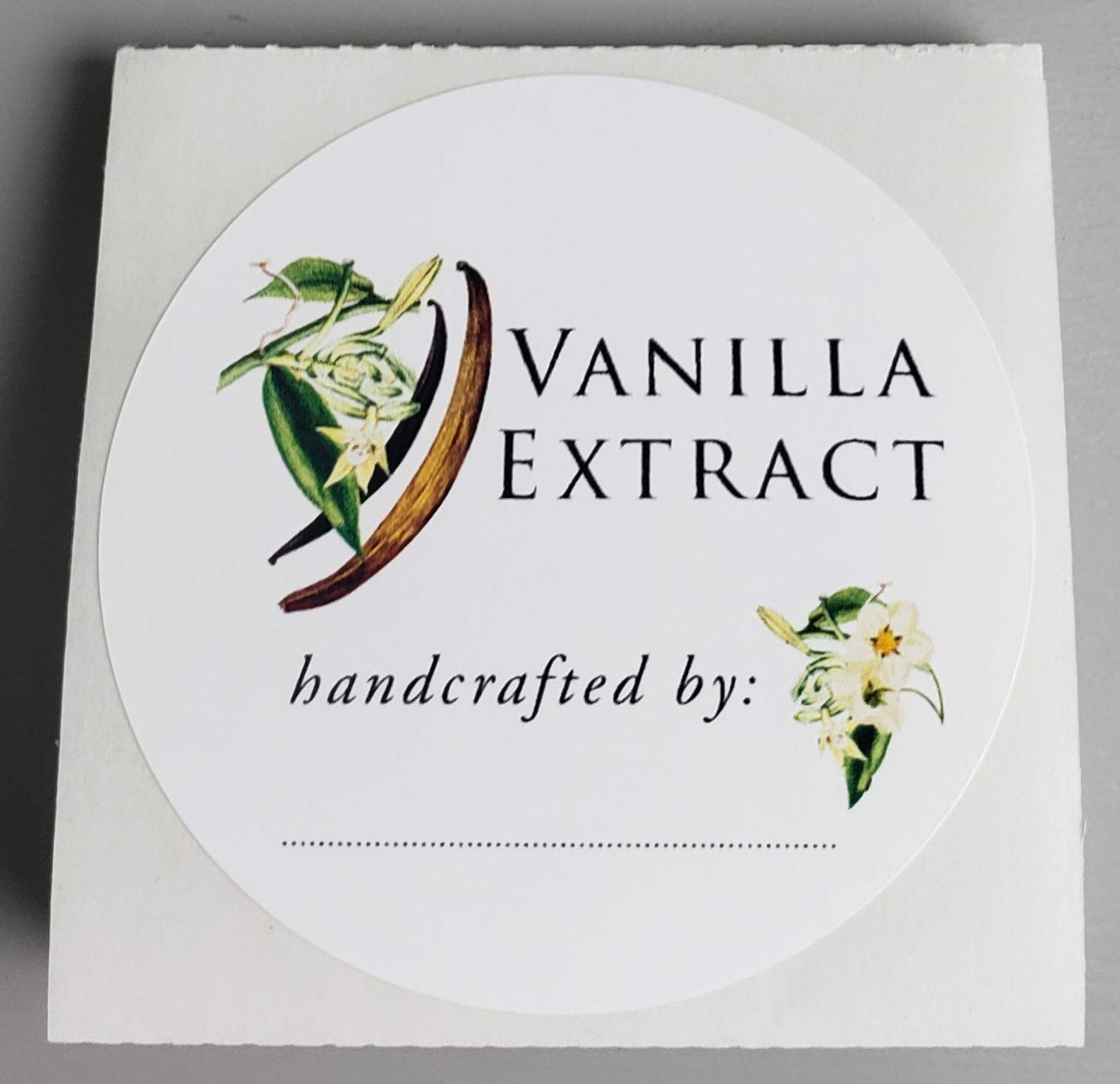 Vanilla Extract Labels (Botanical Design) - 50 mm Round Circle - 12 / PKG