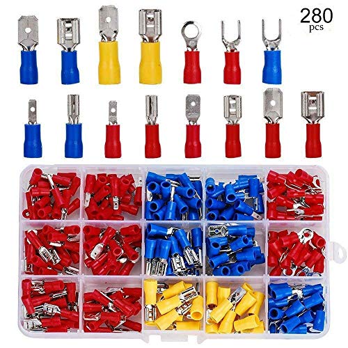 280 PCS Insulated Wire Electrical Connectors Assortment Butt, Ring