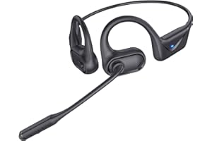 CPTEA Open Ear Headphones with Mic, 29g Bluetooth Headset, Sweat Resistant,12Hrs, Dual Connect, Wireless Bluetooth Headphones with Noise Cancelling Microphone & Mute, for Work, Workout, Driving, Call, Black