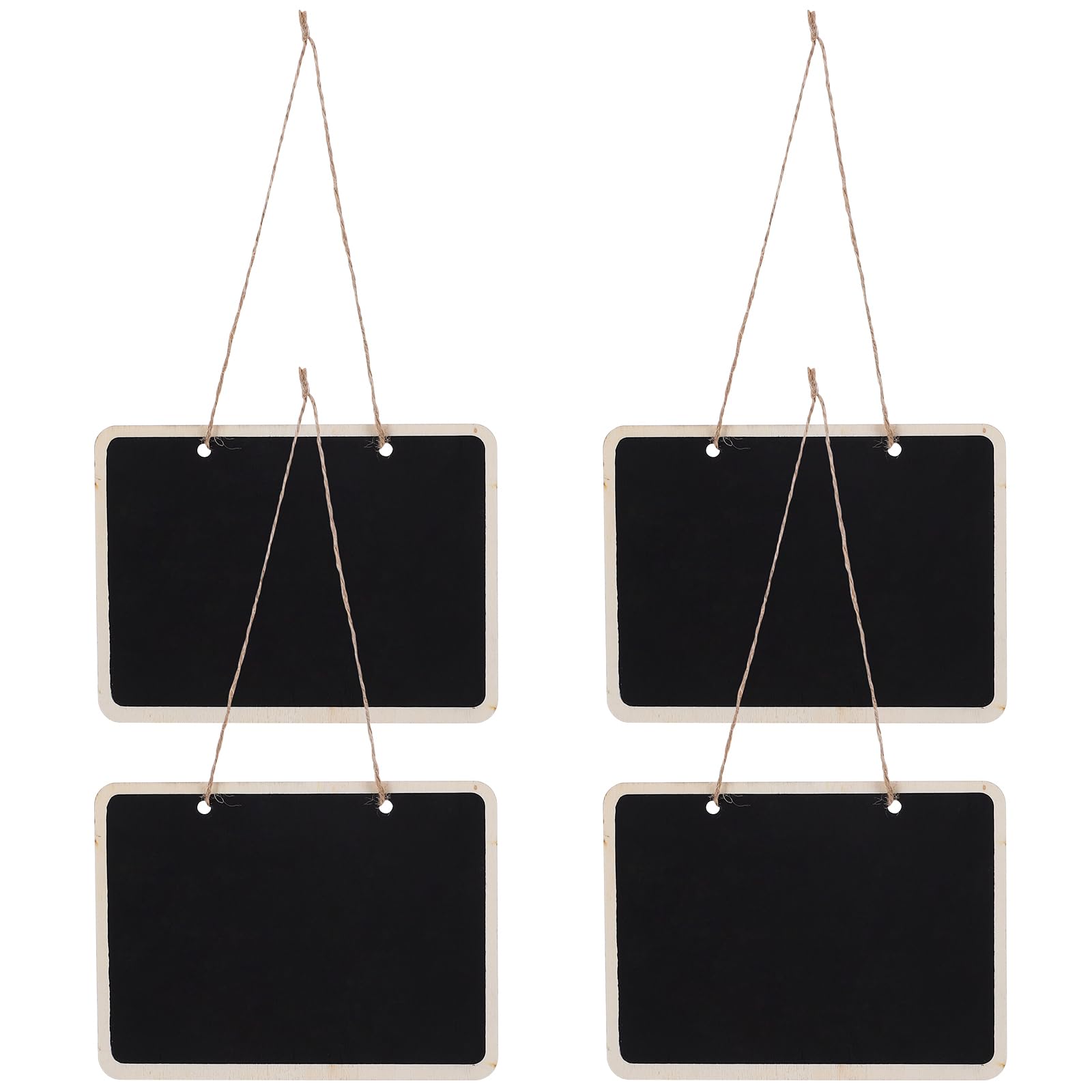 SEWACC 4pcs Mini Wood Chalkboards Hanging Labels Chalkboard Signs Rectangle Hanging Blackboard for Display