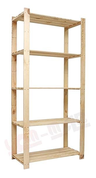 Len Mar.de HOLZREGAL B-22 5 BÖDEN BÜCHERREGAL MASSIVHOLZREGAL KELLERREGAL BÜROREGAL 170x70x40 cm