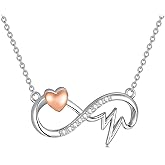 LWXIE Diamond Heartbeat Necklace for Women 925 Sterling Silver Infinity Heart Pendant Electrocardiogram Necklace with Lab Grown Diamond Jewelry for Nurse