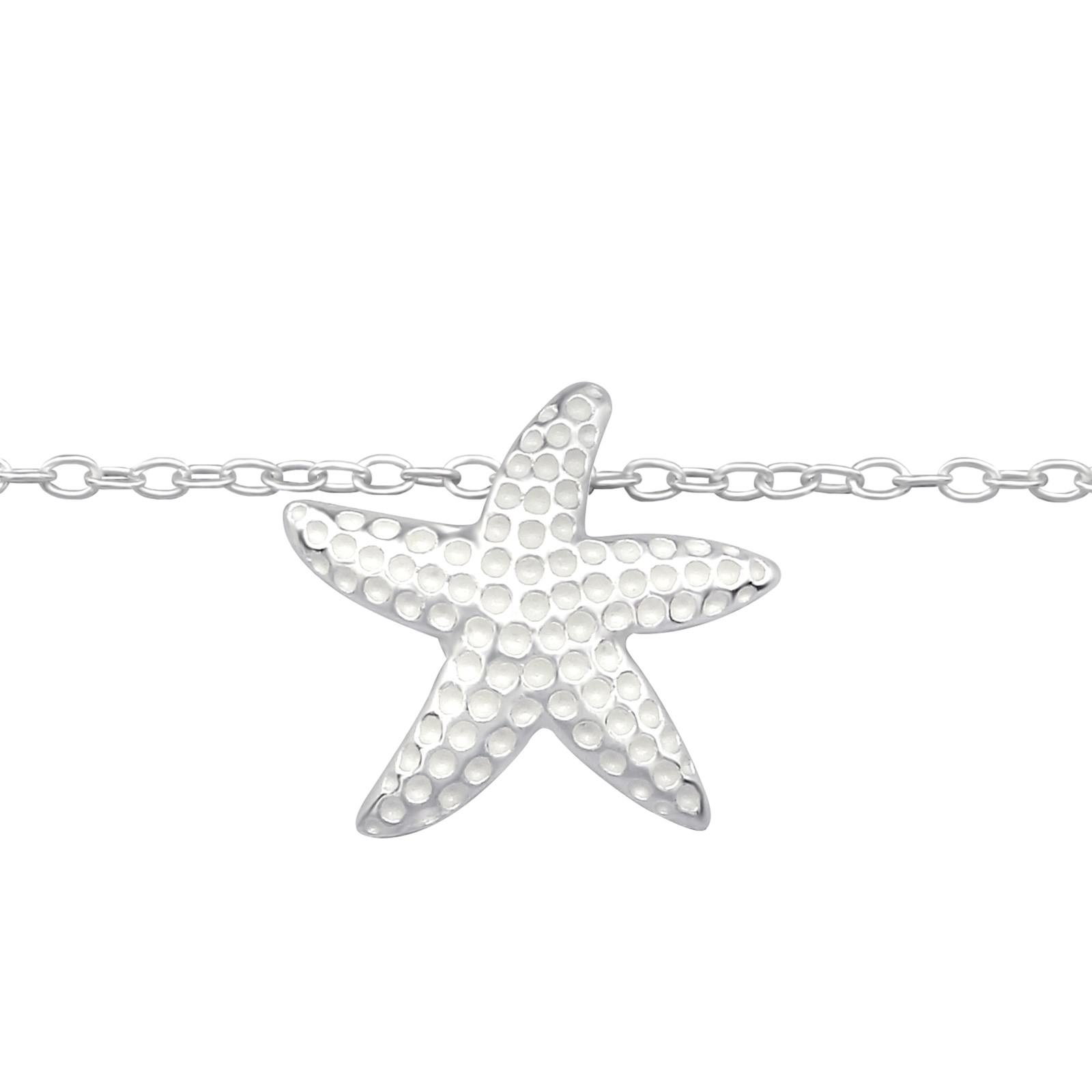 The Rose & Silver Company Women 925 Sterling Silver Starfish Anklet 25cm / 9.8"