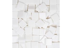 OAKBUD 100pcs/25g Pack of Mosaic Tile Supplies for DIY Crafts, Plates, Picture Frames, Flowerpots, Handmade Jewelry - 1x1 cm Square Resin Glass Decorative Tiles (White)