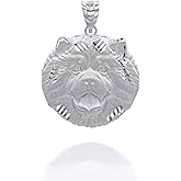 .925 Sterling Silver, 10K or 14K Yellow, White, or Rose Gold Chow Chow Dog Puppy Face Animal Charm Pendant - Choice of Metal