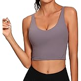 Lemedy Women Sports Bra Longline Crop Tank Top Padded Workout Running Yoga