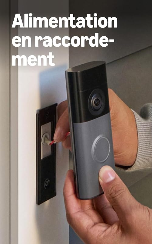 Sonnette vidéo filaire (Video Doorbell Wired) (nouvelle génération), Sonnette vidéo, Retinal 2K, zoom amélioré jusqu’à 6x, Essai gratuit de 30 jours à l’abonnement Ring