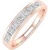 1/2 Carat Channel Set Princess Cut Diamond Wedding Band Ring in 14K Gold