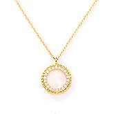 STORYJEWELLERY Circle Necklace for Women, 18K Gold Plated Open Circle Pendant, Dainty Cubic Zirconia Round Charm Necklace, Gold Plated Jewelry, Gifts for Women