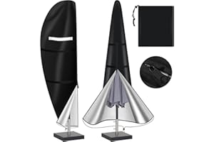 HCFGS Patio Umbrella Cover Waterproof, Outdoor Offset Parasol Umbrella Cover for 9ft-12ft Cantilever Banana Frame Umbrella Durable 210D Oxford Market Parasol Covers with Zipper Waterproof Dustproof ,Black