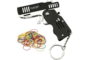 ZONZXCV Mini Rubber Band Gun Metal Folding Gun Keychain with 100 Rubber Bands Made entirely of zinc-iron alloy material sturdy and durable.