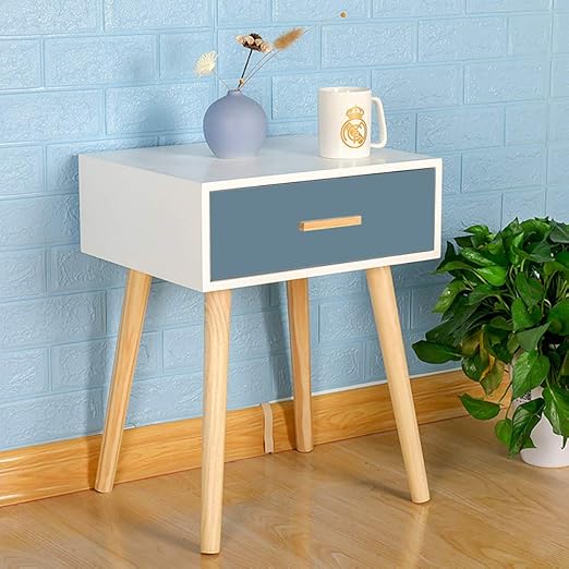 Vanimeu Wooden Small White Coffee Table With Storage Drawers For